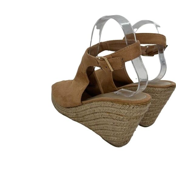 Espadrille Wedge Sandals Tan Brown Peep Toe Refresh Brand Womens Size 8.5 Boho - Picture 5 of 7